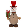 Wooden Snowman with Present - Brown