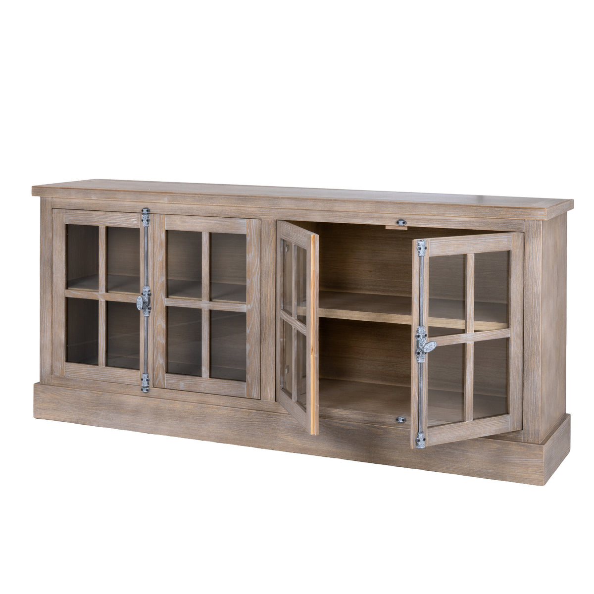 Haldon Collection 4 Door Glazed Sideboard - Brown