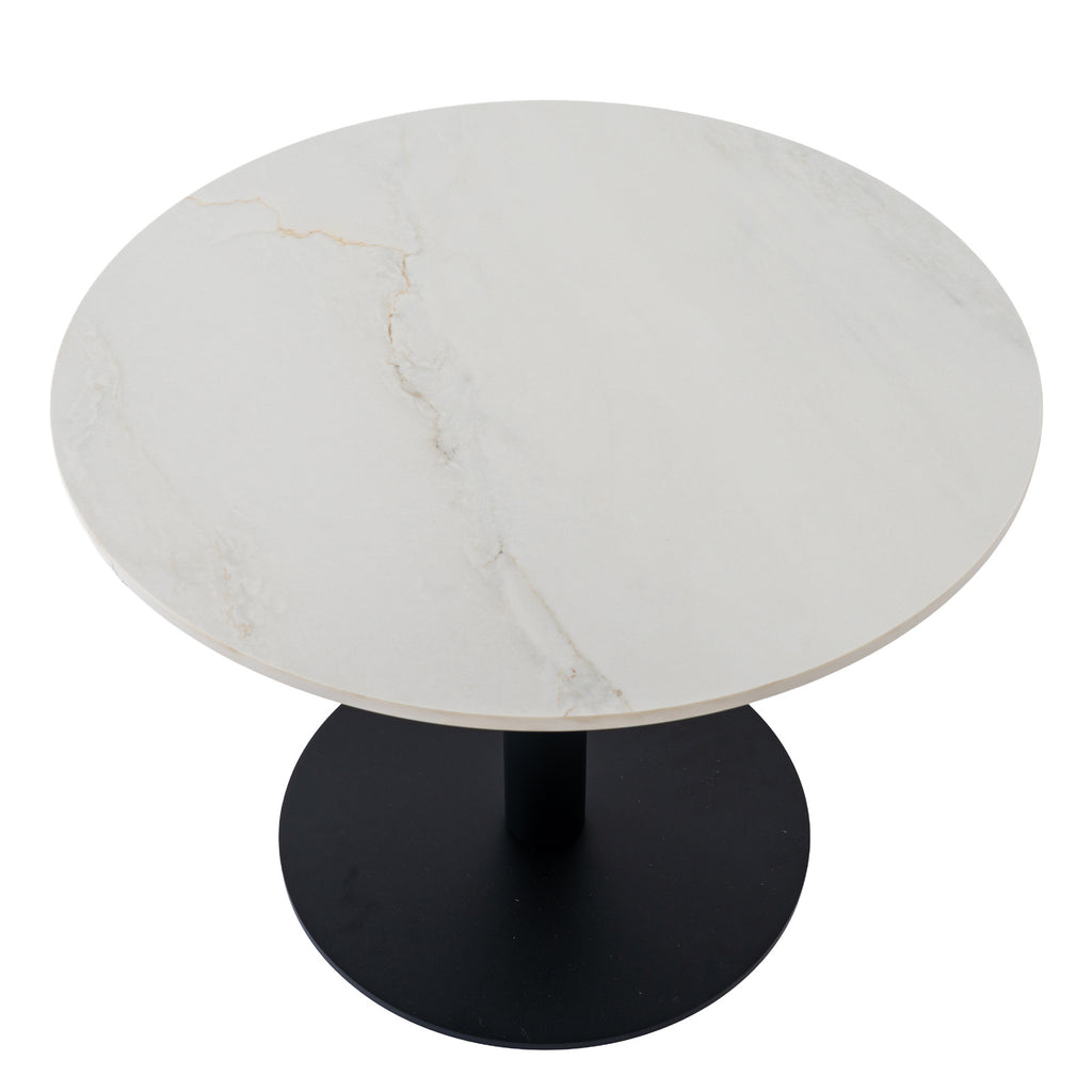 Romanby Stone Round Coffee Table - White