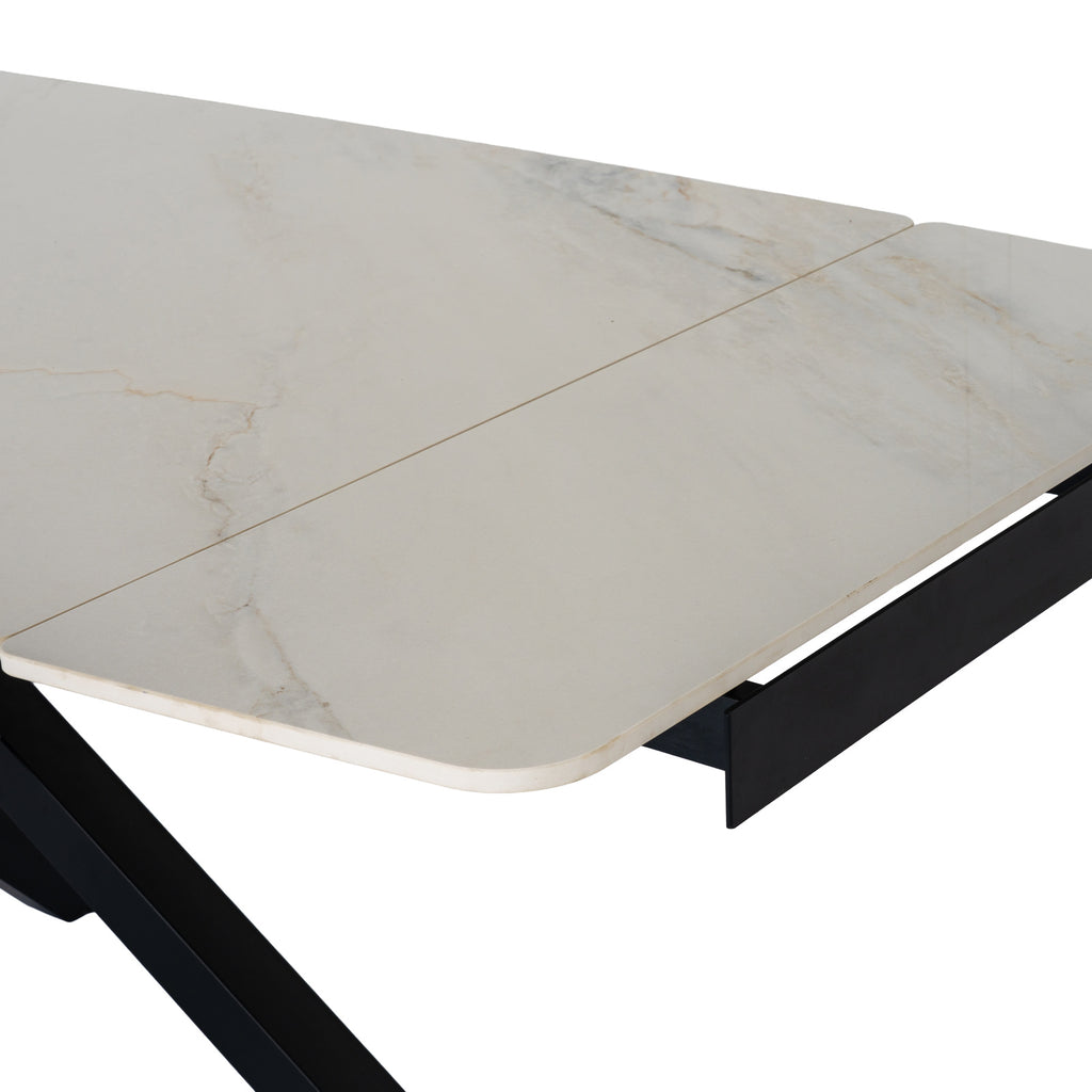 Romanby Stone Extending Dining Table - White