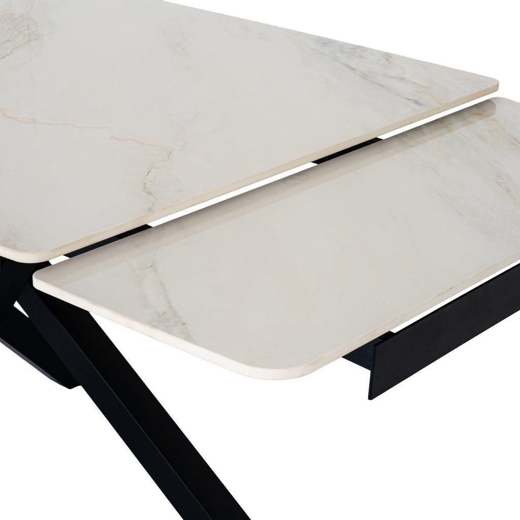 Romanby Stone Extending Dining Table - White