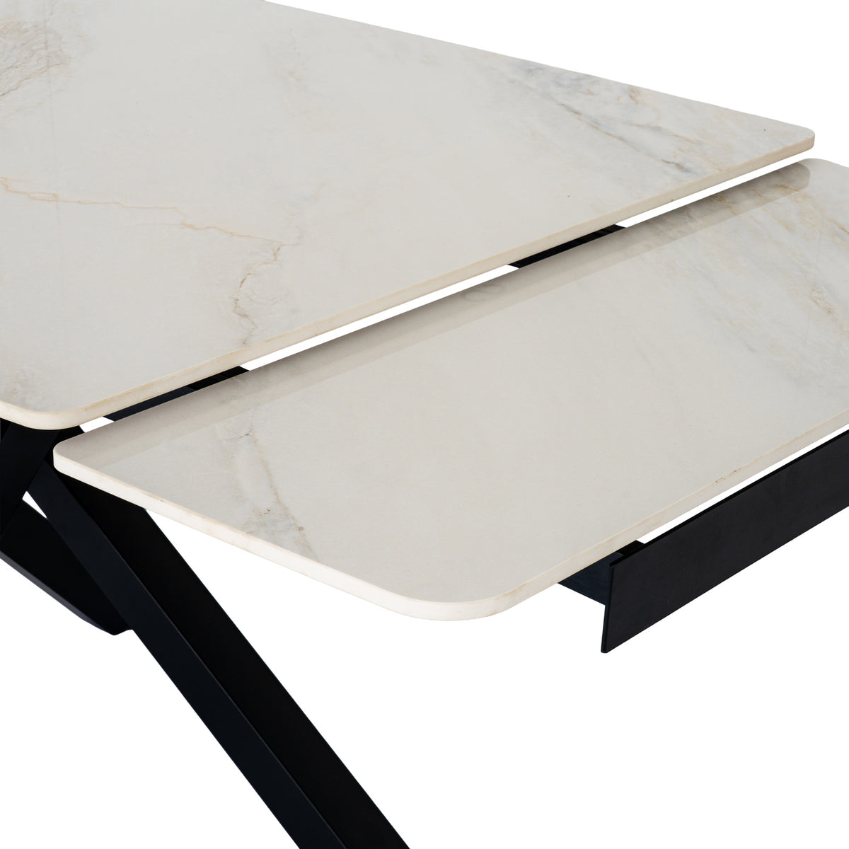 Romanby Stone Extending Dining Table - White