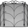 Heavy Large Black Ornate Fire Screen - Black