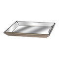 Astor Distressed Mirrored Square Tray W/Wooden Detailing Lge - Gold
